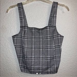 Grey plaid vintage looking tank top